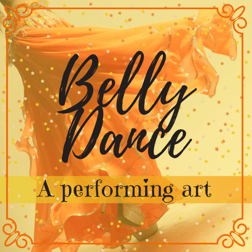 Dance studio logo for belly dancing performing art in yellow gold